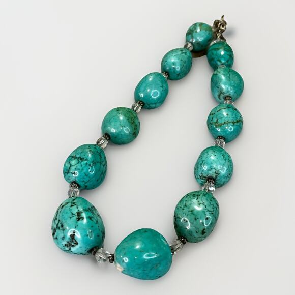 Vintage Chunky Gemstone Statement Necklace Light Turquoise Howlite Beads - 181.g - Picture 4 of 10
